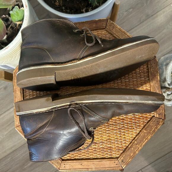 Brown leather clarks desert boots men's 9.5 chukka flat tie up boot - Picture 5 of 8